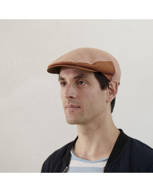 Dasmarca Hats Brown Dasmarca Brody Terracotta Cotton Summer Flat Cap With Bright Coloured Under Peak for men