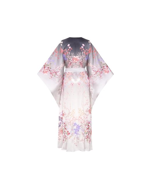Meng Pink Silver Ombre Silk Satin Wrap Dress