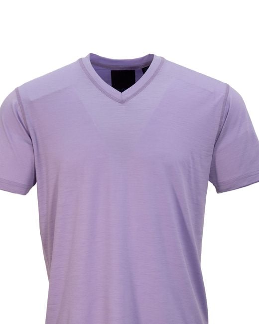 Lords of Harlech Purple Victor V-Neck Merino Shirt for men