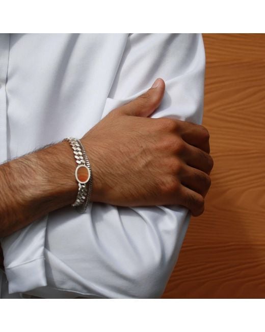 Fi Collection Metallic Sterling Carnelian Bracelet for men