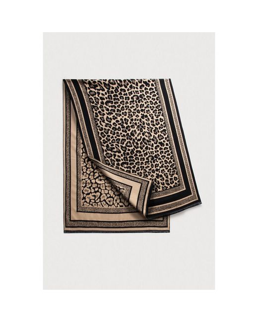 Saachi Black Reversible Leopard Pattern Wheat Scarf