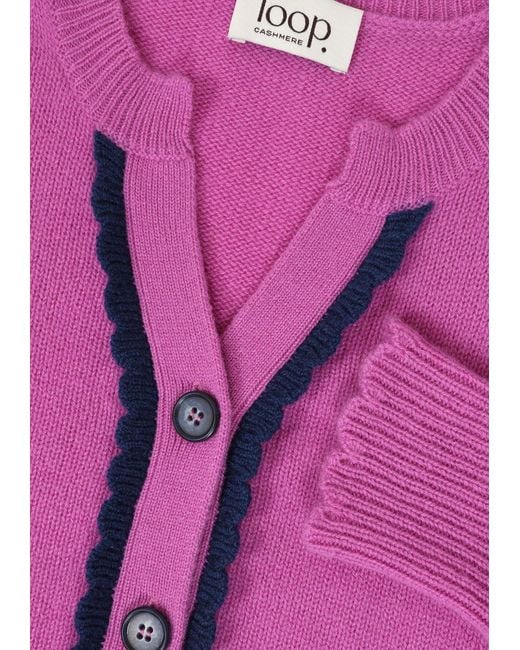 Loop Cashmere Pink Shell Edge Cardigan