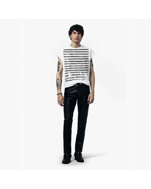 Other Uk White Over Print Stripe Rocker Tee for men