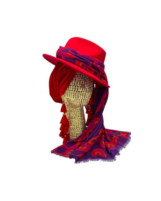 Julia Clancey Red Ruby Fifi Scarf Fedora Set