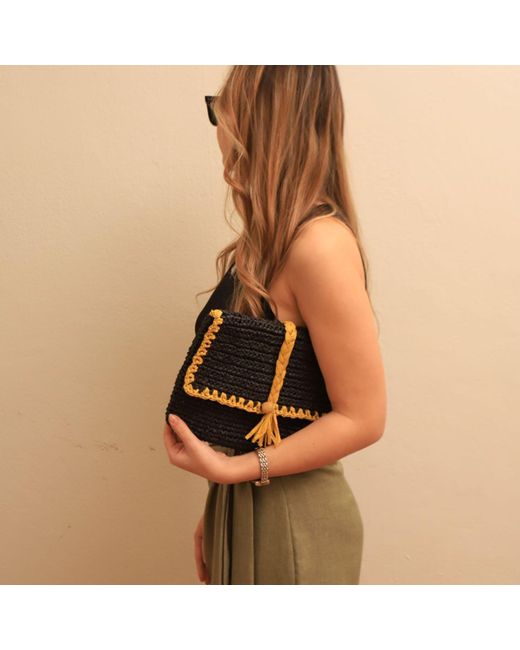 Springmoonatelier Blue Raffia Clutch Handbag