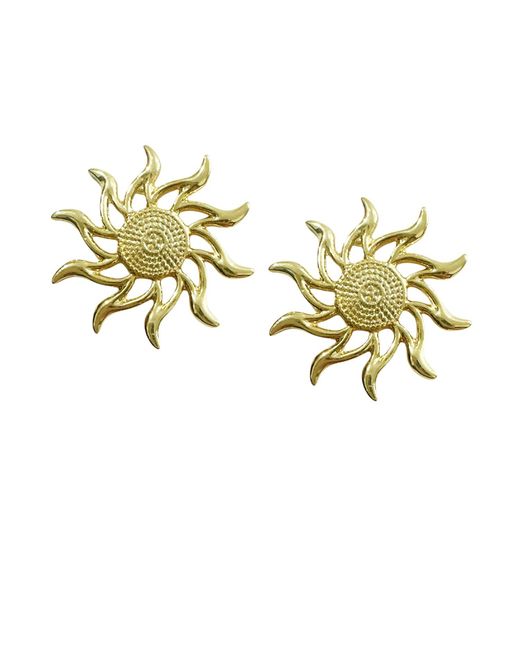 Maison De Gala Metallic Sunburst Statement Stud Earrings