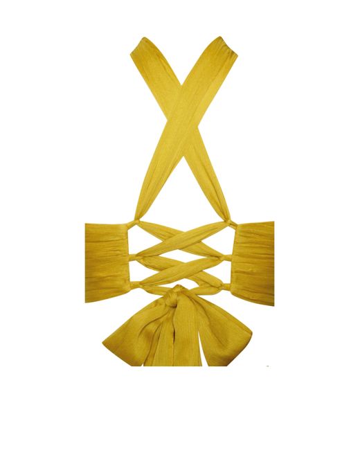 Miss Circle New York Yellow Xella Pleated Chiffon Maxi Dress