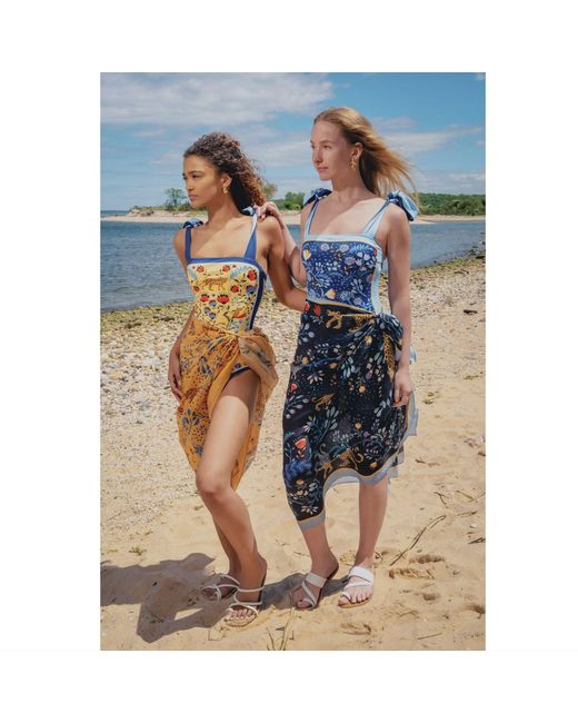 Jessie Zhao New York Blue Beach Sarong Wrap