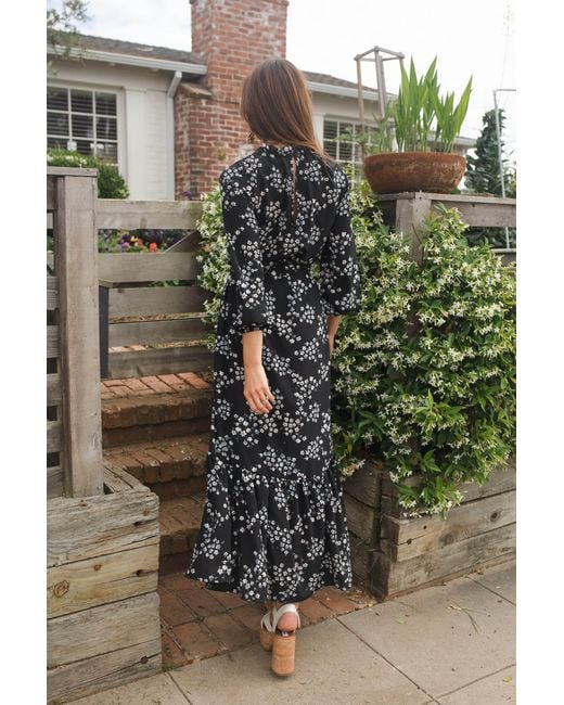 Jennafer Grace Black Night Blooming Raglan Maxi Dress