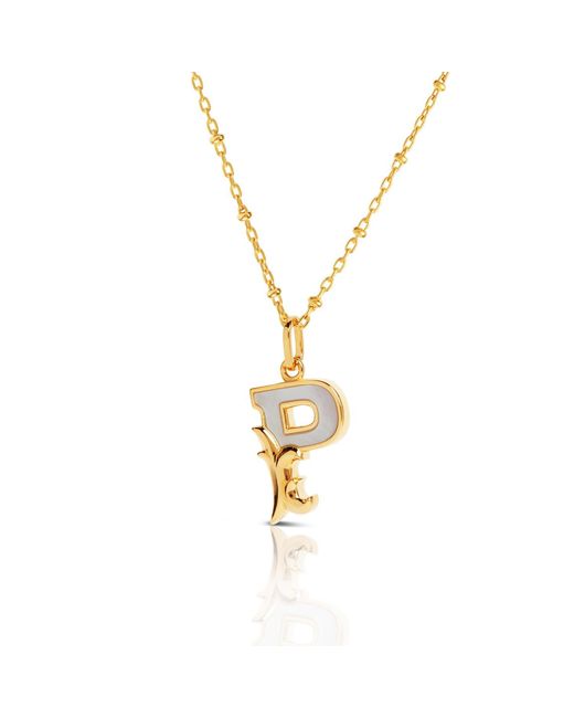 Kasun Metallic Plated P Initial Necklace With Mother Of Pearl