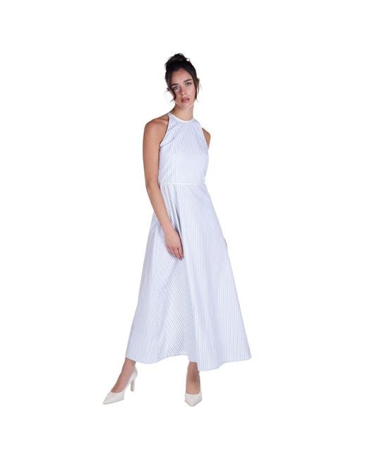 Sofia Tsereteli Blue Striped Cotton Dress