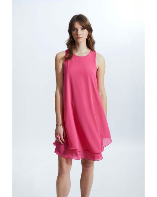 James Lakeland Pink Sleeveless Wave Hem Dress Fuchsia