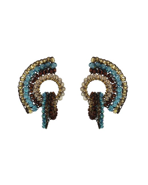 Lavish by Tricia Milaneze Green / Neutrals Bronze Blue Mix Sophia Handmade Crochet Earrings