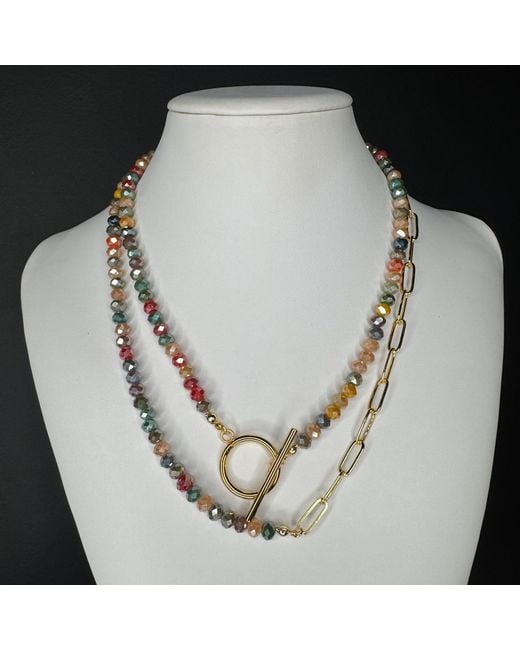 Urbane Jewelry Studio Metallic Earth Stone Chain Necklace
