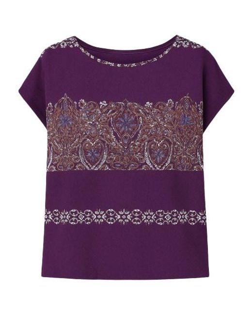 Conquista Purple Oversized Sleeveless Print Top