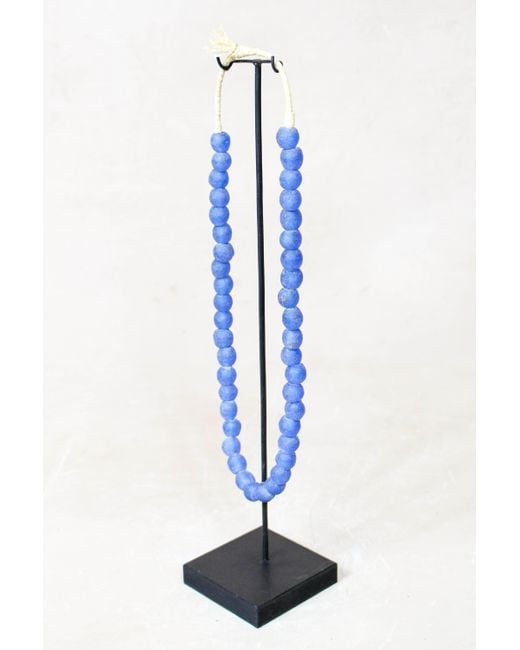 Botanical Boys Blue Ghana Glass Beads Necklace