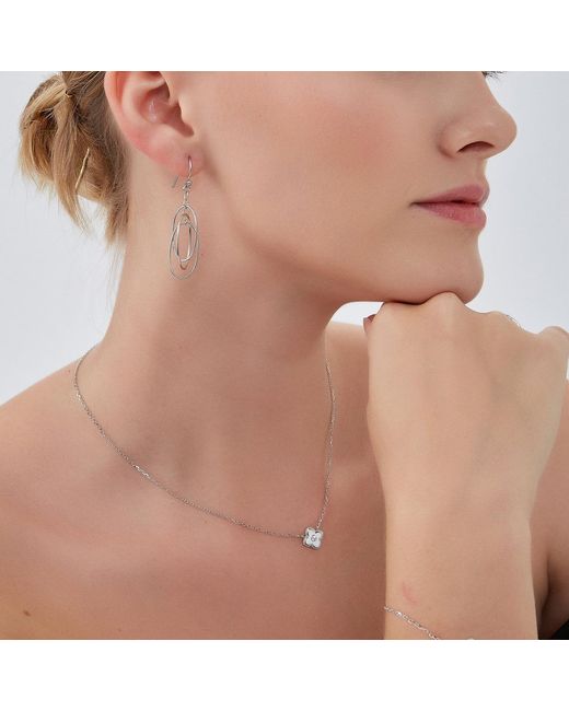Spero London White Enamel Four Leaf Clover Necklace & Bracelet Set With Gemstone