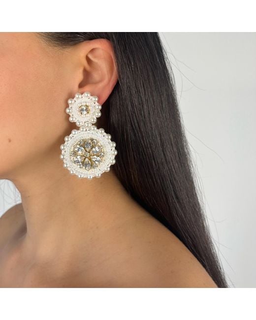 PINAR OZEVLAT Metallic Flower Drop Crystal