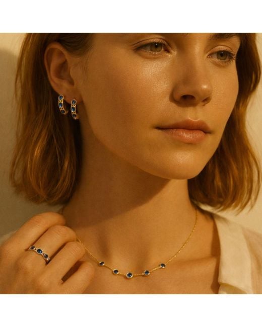 Lily Flo Jewellery Metallic Sapphire Station Necklace