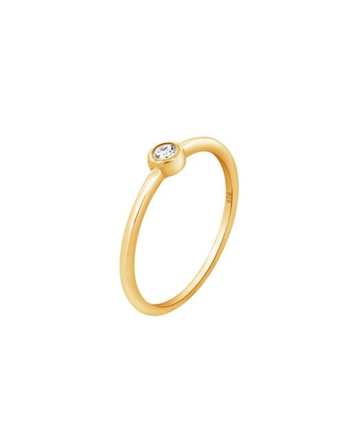 Diamonbliss Metallic Solo Bezel Solitaire Dainty Band Ring