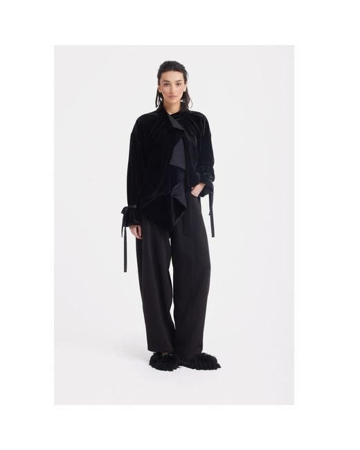 Julia Allert Black Evening Velvet Wrap Jacket With Silk Lining