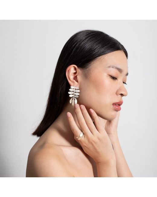 Joidart White Plated Earrings Silvela