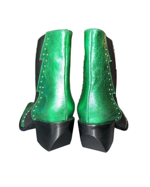 Any Old Iron Green The Lightning Leather Boots