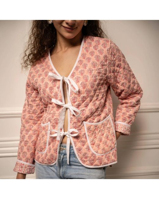 Echo of Pink Pink Fleur Reversible Hand Block Print Cotton Jacket