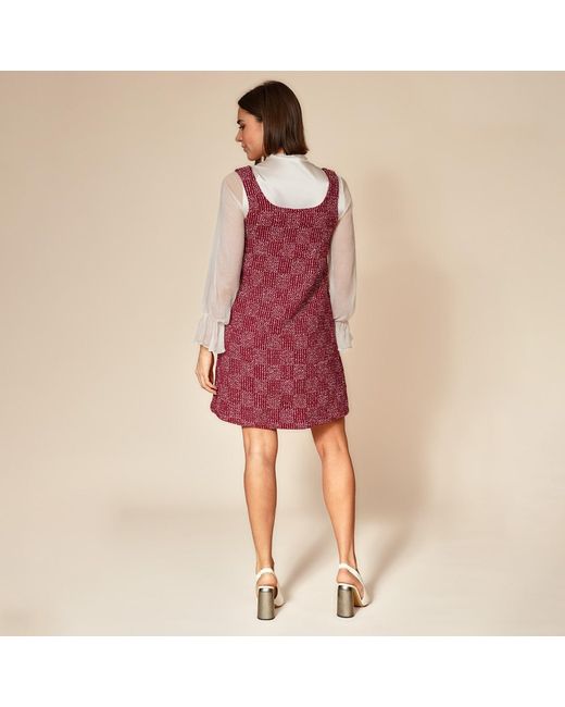 Gunda Hafner Ltd Red Burgundy Tweed Sleeveless Dress