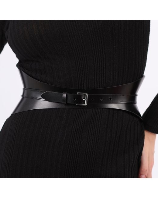 Haute Cuir Blue Crescent Leather Corset Belt