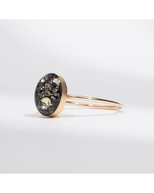 Kate Koel Black Oval Galaxy Cocktail Ring