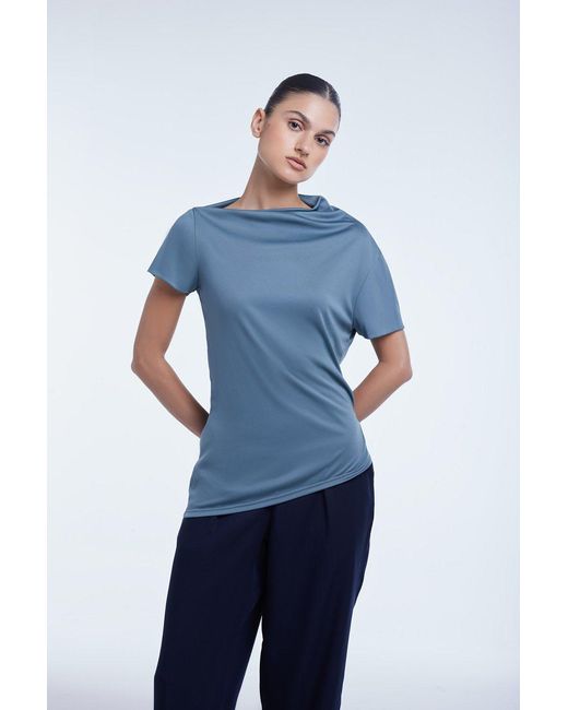 Dāl the Label Purple Asymmetrical Short Sleeve Top Raisin