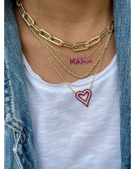 SHYMI Metallic Enamel Open Heart Necklace