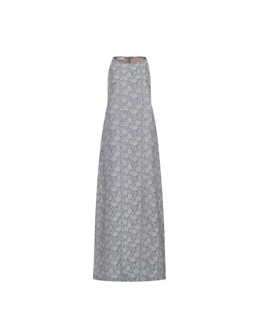 Silk and Bears Gray Aurora Moonlit Lilac Hand-Dyed Silk Jacquard Maxi Dress