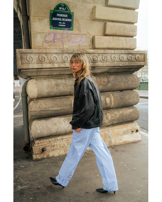 Éclectique Blue Striped Casual Pants for men