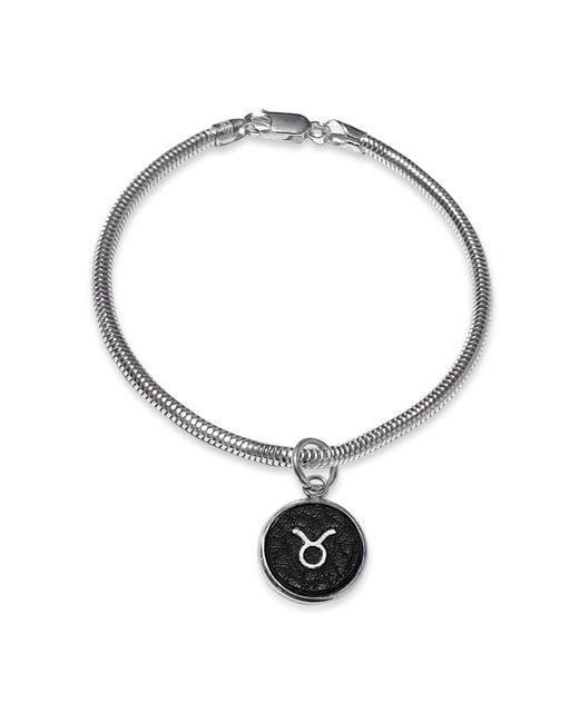 N'damus London Metallic Taurus Zodiac Astrolab Leather & Sterling Bracelet