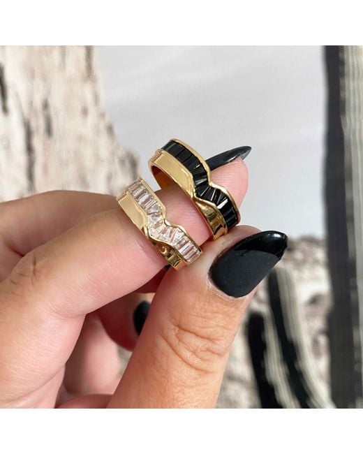 Glamrocks Jewelry Metallic Peak Baguette Band Ring