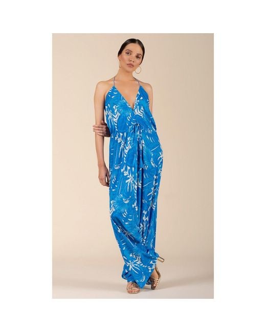 Coco Riko Ibiza Blue Aria Jumpsuit Leaf