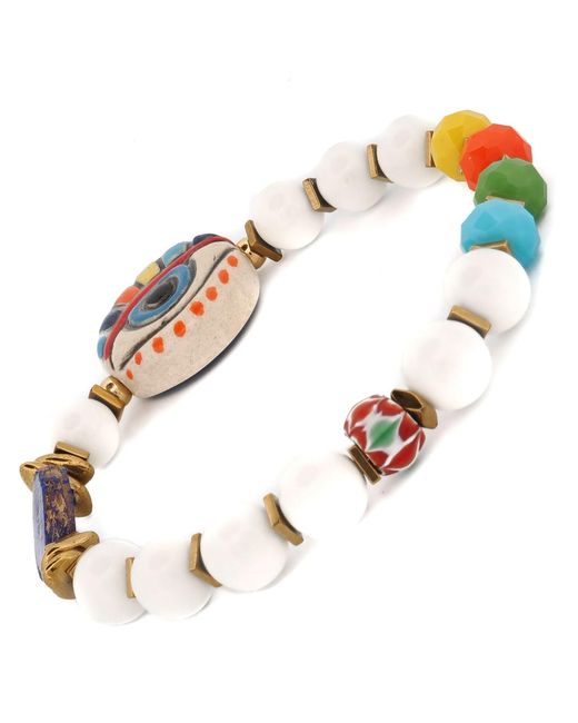 Ebru Jewelry Blue Reversible Evil Eye Beaded Summer Bracelet