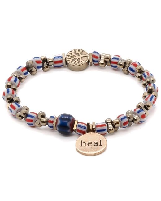 Ebru Jewelry Metallic African Beaded Heal Charm Bracelet