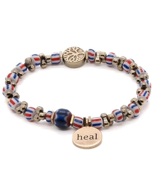 Ebru Jewelry Metallic African Beaded Heal Charm Bracelet