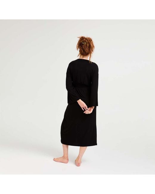 Pretty You London Black Bamboo Frill Kimono