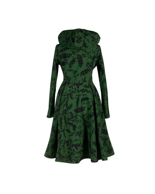 RainSisters Dark Green Hooded Waterproof Coat For Women: Forest Flower