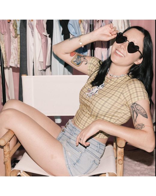 Cloud Haven Yellow Plaid Sweet Dane Tee