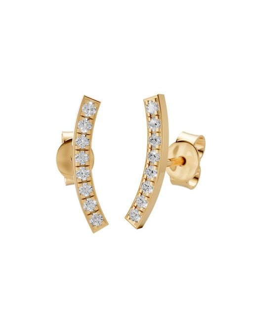 Aya Fine Jewelry Metallic Curved Bar Lab Diamond Stud Earrings