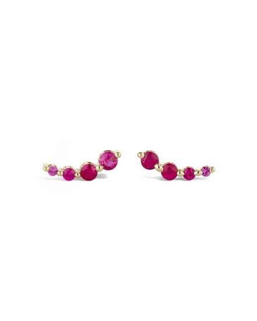 Dinny Hall Pink Shuga Ruby Crawler Stud Earrings