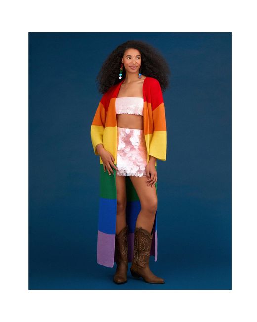 INGMARSON Multicolor Striped Dropped Shoulder Long Cardigan Pride Edition