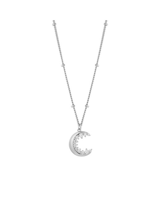 Vanhi Metallic Crescent Moon Crystal Charm Beaded Necklace