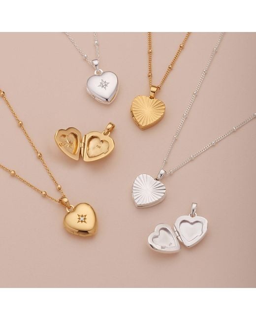 Nellou Jewellery Metallic Starlight Heart Locket Necklace Plated Sterling