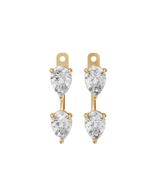 Aya Fine Jewelry Metallic Pear Cut Lab Diamond Front Back Drop Earrings